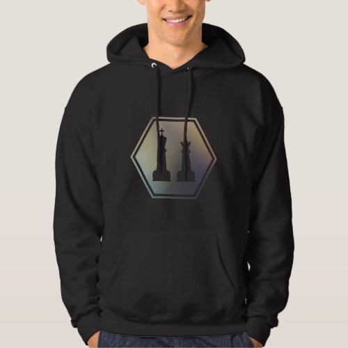 Vintage Chess Art King and Queen Chess Pieces Hoodie
