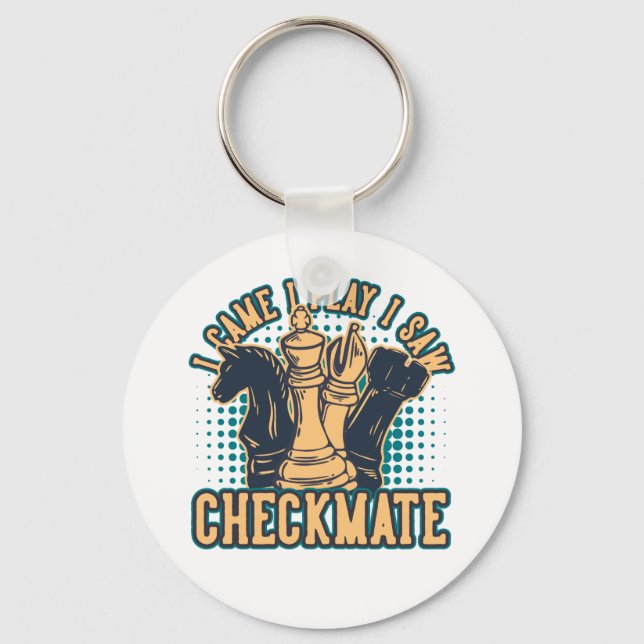 Vintage Chess Checkmate Quote      Keychain (Front)