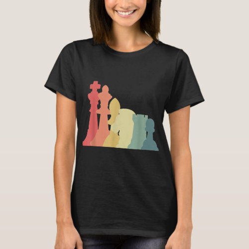 Vintage Chess Figures Chess Player Board Game Love T_Shirt