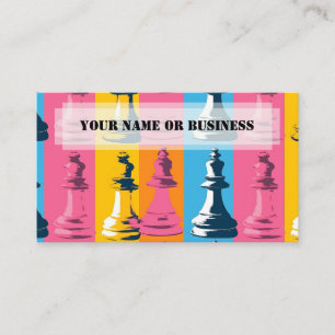 Vintage Chess Kings Retro Colors Chess Coach Business Card
