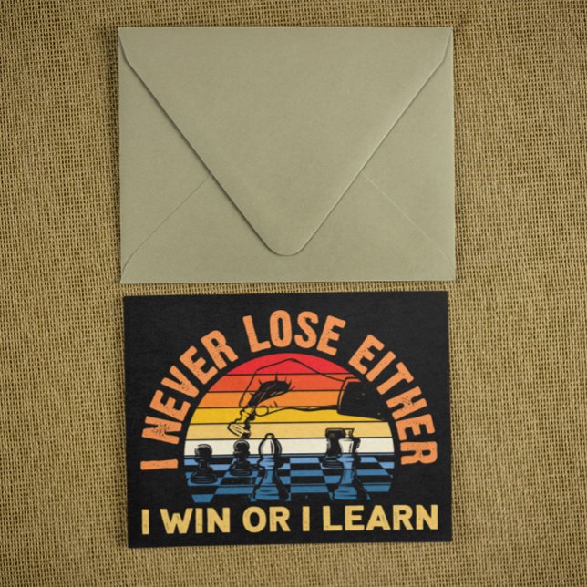 Vintage Chess Never Lose Quote Postcard (vintage chess sunset quote postcard)