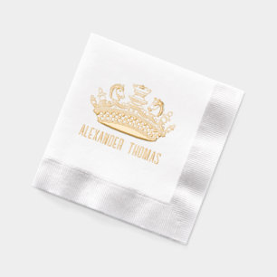 Vintage Chess Pieces Crown Name Foil Napkins