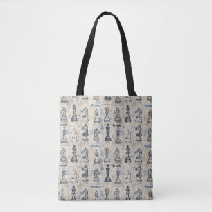 Vintage Chess-Themed Tote Bag – Classic Strategy