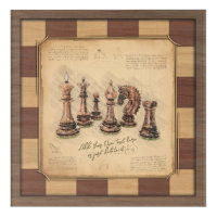 Vintage Chessboard & Chess Pieces, Player Gift