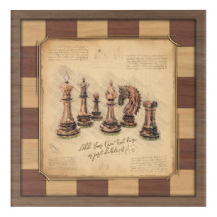 Vintage Chessboard & Chess Pieces, Player Gift Acrylic Print