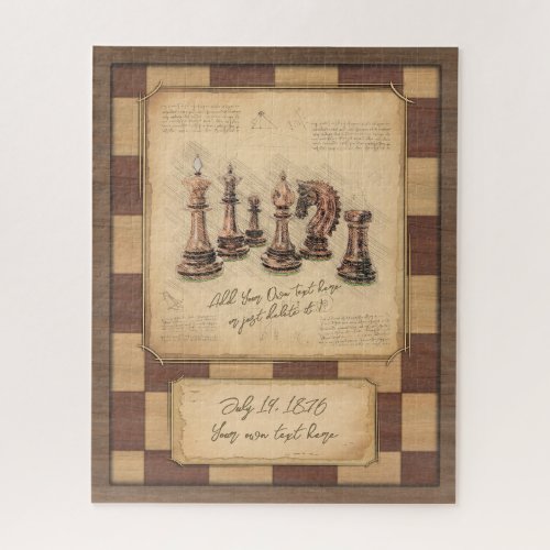 Vintage Chessboard  Chess Pieces Player Gift Jigsaw Puzzle