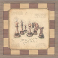 Vintage Chessboard & Chess Pieces, Player Gift