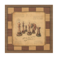 Vintage Chessboard & Chess Pieces, Player Gift