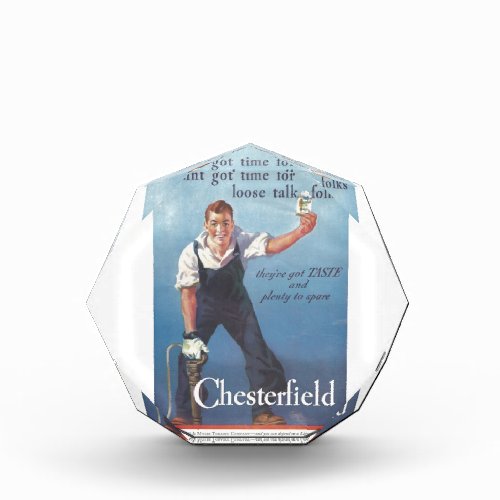 Vintage Chesterfield Cigarettes Advertisement Award