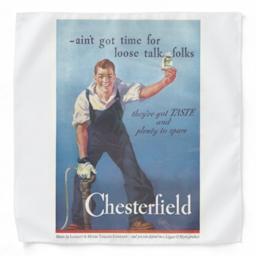 Vintage Chesterfield Cigarettes Advertisement Bandana