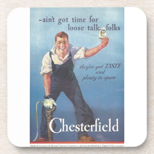 Vintage Chesterfield Cigarettes Advertisement Beverage Coaster