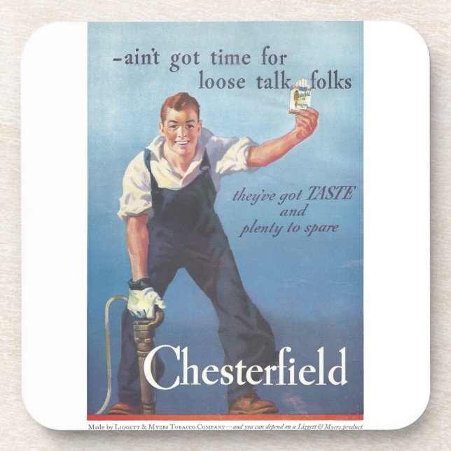 Vintage Chesterfield Cigarettes Advertisement Beverage Coaster (Front)