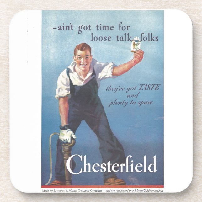 Vintage Chesterfield Cigarettes Advertisement Beverage Coaster (Front)