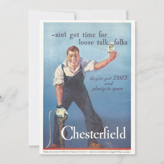 Vintage Chesterfield Cigarettes Advertisement Card (Front)