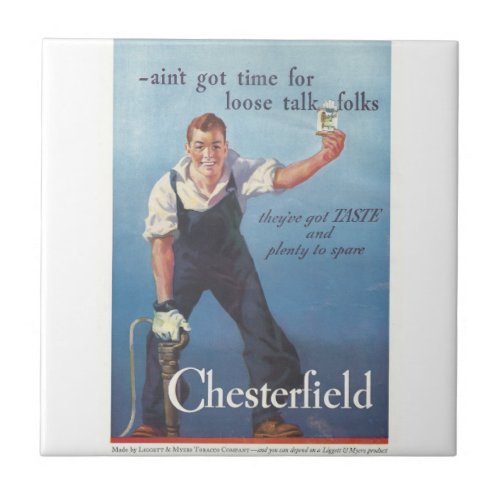 Vintage Chesterfield Cigarettes Advertisement Ceramic Tile