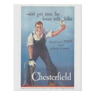 Vintage Chesterfield Cigarettes Advertisement Faux Canvas Print
