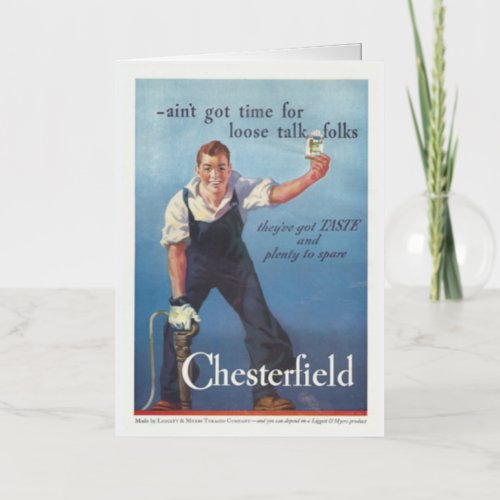 Vintage Chesterfield Cigarettes Advertisement Foil Greeting Card