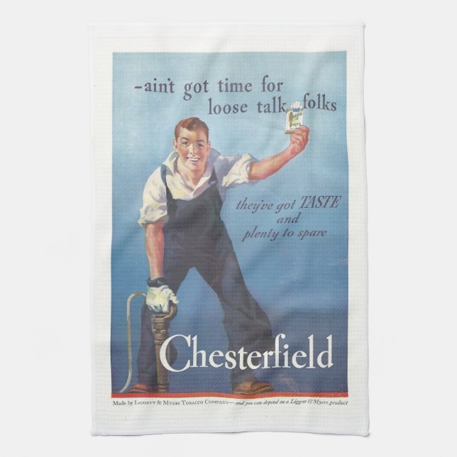 Vintage Chesterfield Cigarettes Advertisement Kitchen Towel (Vertical)