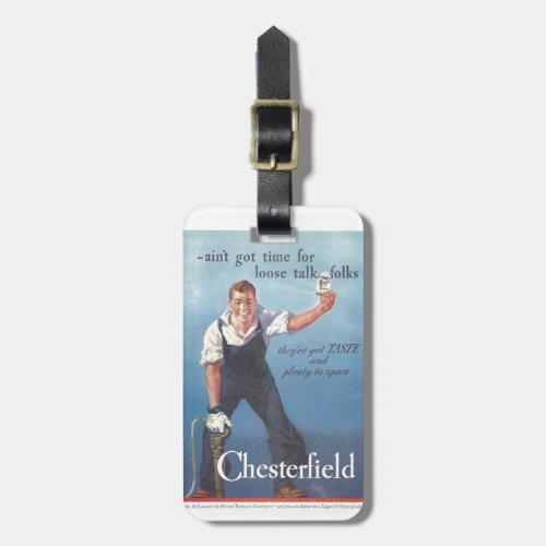Vintage Chesterfield Cigarettes Advertisement Luggage Tag