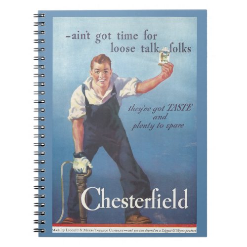 Vintage Chesterfield Cigarettes Advertisement Notebook