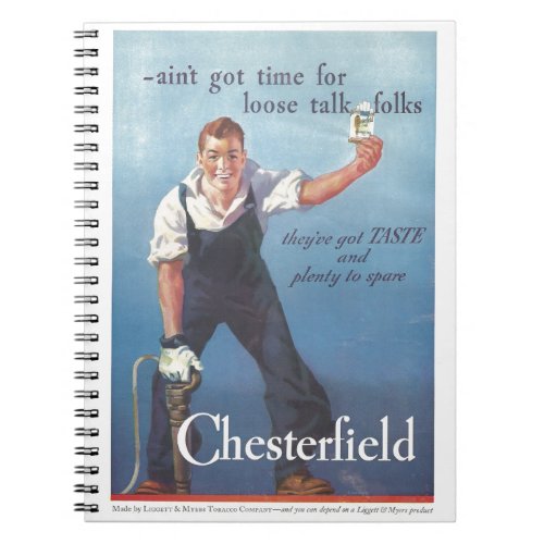 Vintage Chesterfield Cigarettes Advertisement Notebook