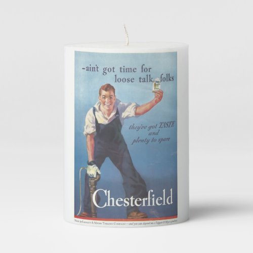 Vintage Chesterfield Cigarettes Advertisement Pillar Candle