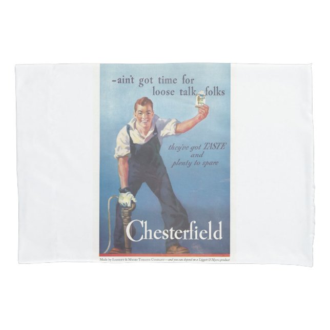 Vintage Chesterfield Cigarettes Advertisement Pillow Case (Front)