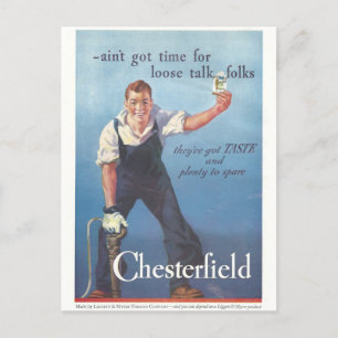 Vintage Chesterfield Cigarettes Advertisement Postcard