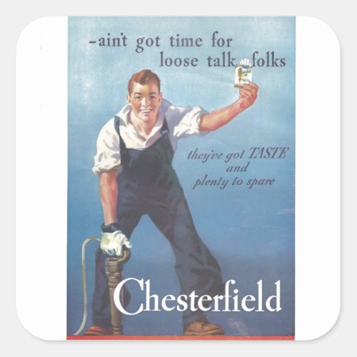 Vintage Chesterfield Cigarettes Advertisement Square Sticker