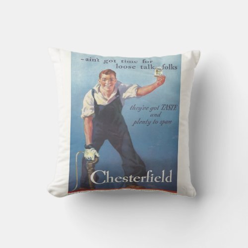 Vintage Chesterfield Cigarettes Advertisement Throw Pillow