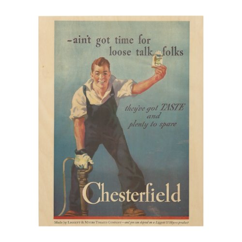 Vintage Chesterfield Cigarettes Advertisement Wood Wall Art