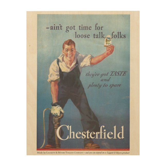 Vintage Chesterfield Cigarettes Advertisement Wood Wall Art (Front)
