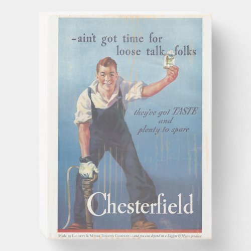 Vintage Chesterfield Cigarettes Advertisement Wooden Box Sign