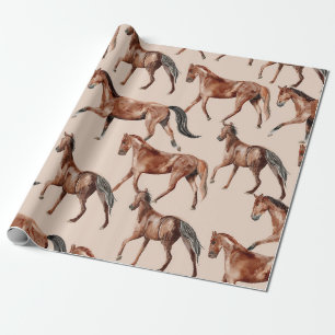 Vintage Chestnut Horse Watercolor Equestrian Wrapping Paper