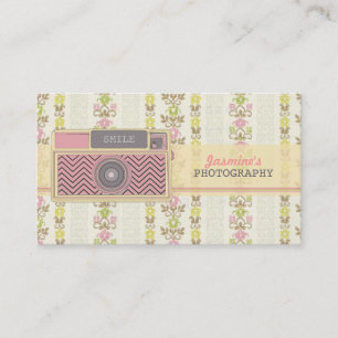 Vintage Chevron Camera Photography Business Cards