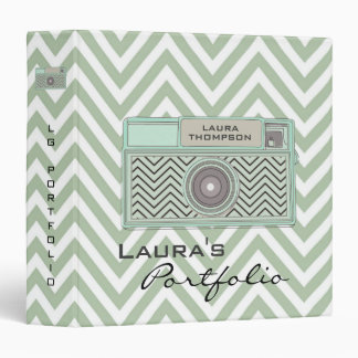 Vintage Chevron Camera Photography Portfolio 3 Ring Binder