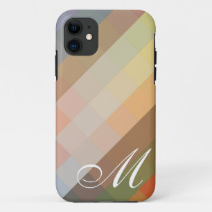 Vintage Chevron Diamond Pattern and Monogram 8 iPhone 11 Case