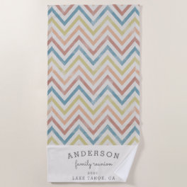 Vintage chevron family reunion personalized beach towel