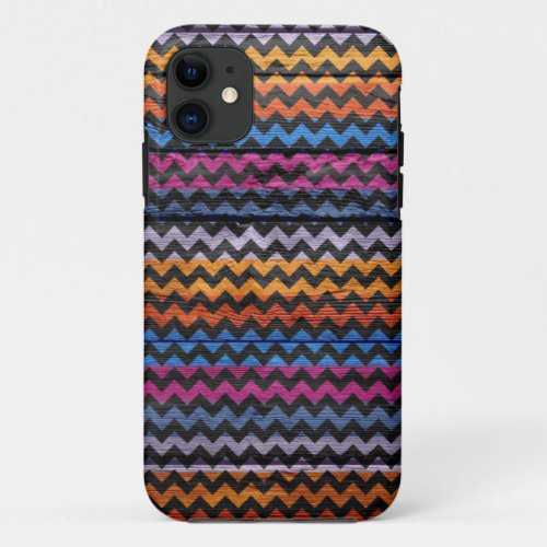 Vintage Chevron Wood Abstract 2 iPhone 11 Case