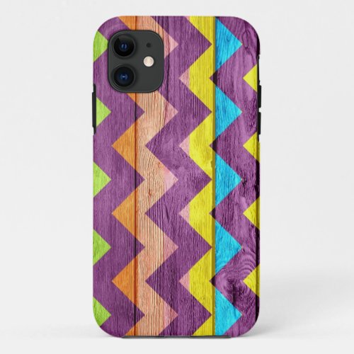 Vintage Chevron Wood Abstract 5 iPhone 11 Case