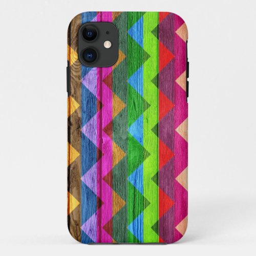 Vintage Chevron Wood Abstract 9 iPhone 11 Case