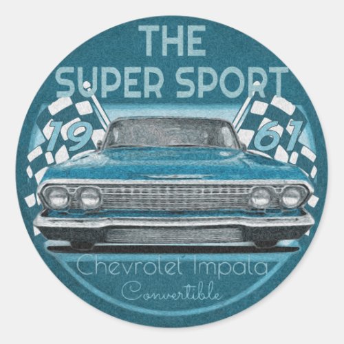 Vintage Chevy Classic Round Sticker