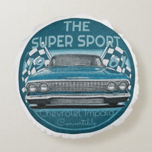 Vintage Chevy Round Pillow