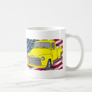 Vintage Chevy Truck with American Flag Coffee Mug