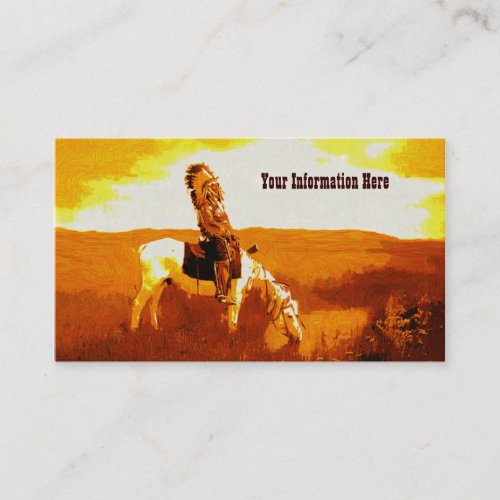 Vintage Cheyenne Warrior at Spring Business Card