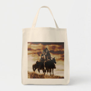 Vintage Cheyenne Warriors Grunge Grocery Tote Bag
