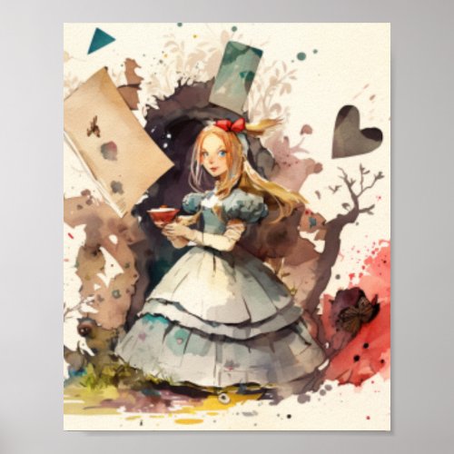 Vintage Chic Alice in Wonderland Collage Poster