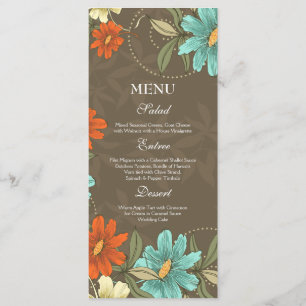 Vintage chic aqua orange cream wedding food menu