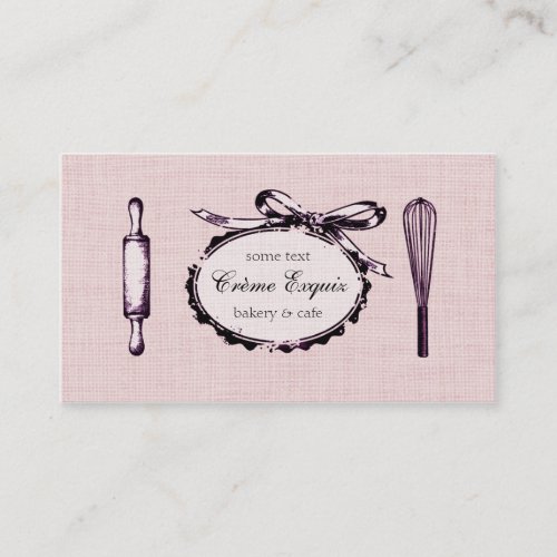 vintage chic baking bakery baker sweet bows business card