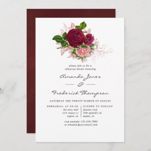 Vintage Chic Blush and Burgundy Rehearsal Dinner Invitation